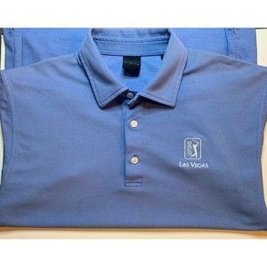 DUNNING GOLF POLO SHIRT TPC VEGAS BLUE  MENS MEDIUM